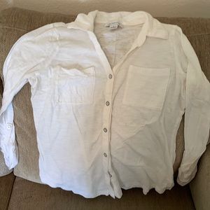 White long sleeve button top